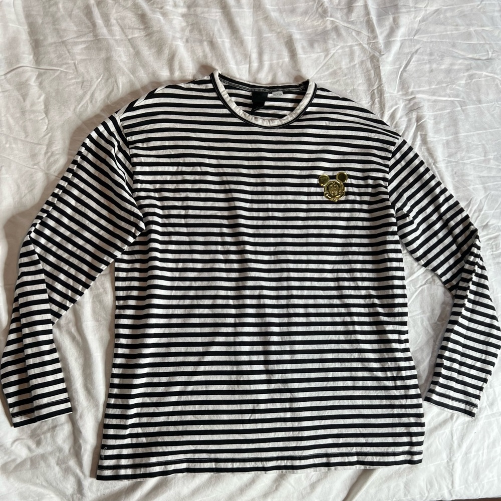 H&M Disney Men’s Striped Gold Mickey Mouse Long Sleeve Shirt